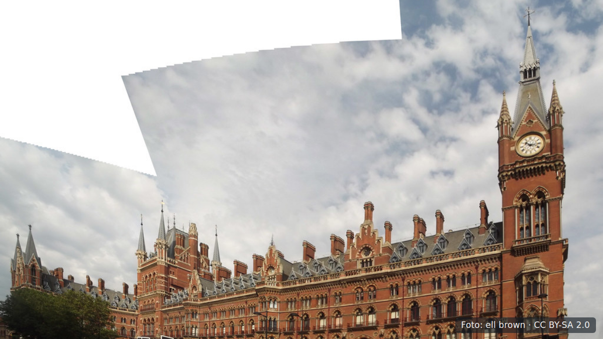 Panoramisch overzicht van de stationshal van St Pancras International