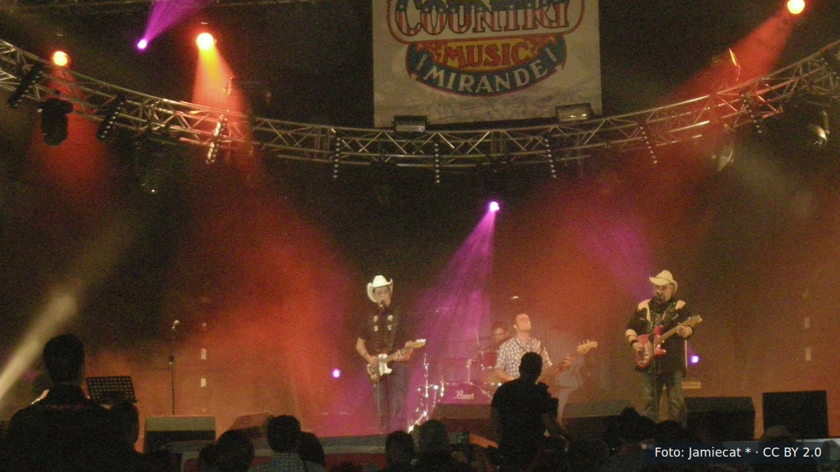 Muzikanten op openluchtpodium tijdens een countryfestival